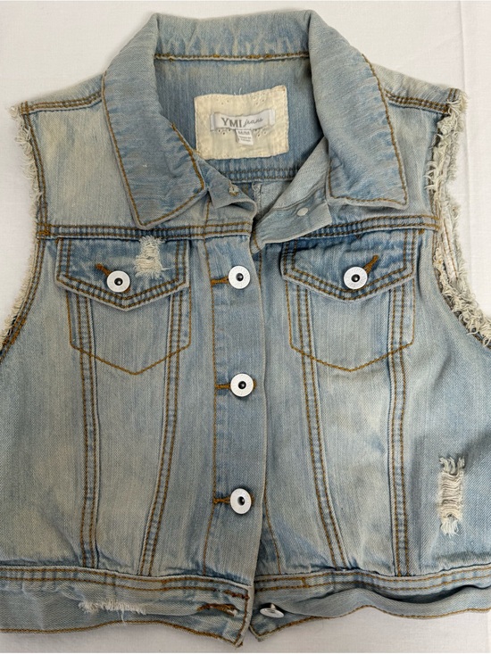 YMI Jackets & Blazers - YMI Light Blue Distressed Denim Vest